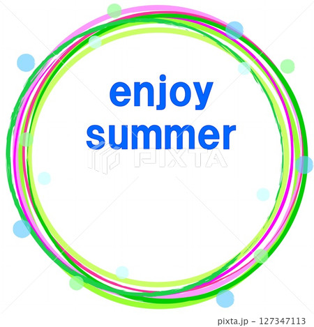 エンジョイ・サマー enjoy summer フレーム 白背景 リング ドット グリーン エンジョイ・サマー enjoy summer フレーム 白背景 リング ドット グリーン 127347113