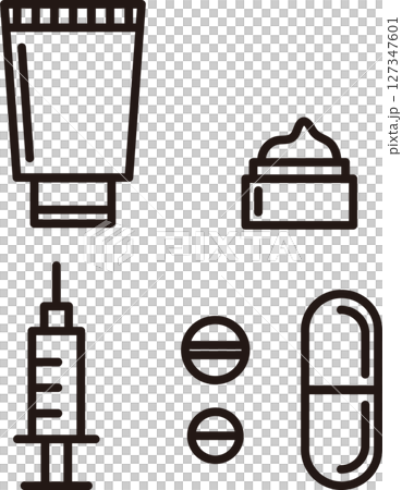 圖標醫藥注射美容醫藥線象形文字設計插圖 127347601