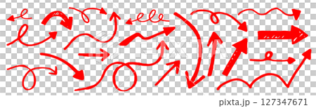 手繪箭頭素材，紅色 127347671
