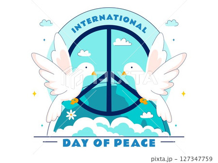 International Peace Day Vector Illustration Featuring Hands, Dove, Globe, and Blue Sky to Promote Prosperity Around the World in a Flat Background International Peace Day Vector Illustration Featuring Hands, Dove, Globe, and Blue Sky to Promote Prosperity Around the World in a Flat Background 127347759
