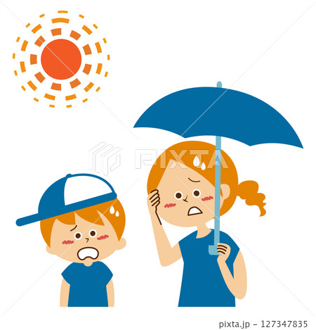 熱中症 屋外 親子 のイラスト素材 熱中症 屋外 親子 のイラスト素材 127347835