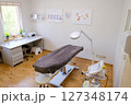 Medical equipment for electrolysis, cosmetology, epilation couch. Beauty salon interior details Medical equipment for electrolysis, cosmetology, epilation couch. Beauty salon interior details 127348174
