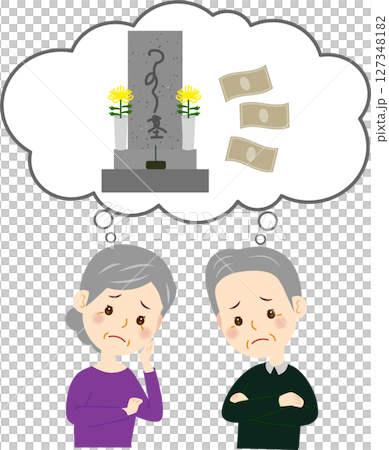 墓じまいに悩む夫婦 墓じまいに悩む夫婦 127348182