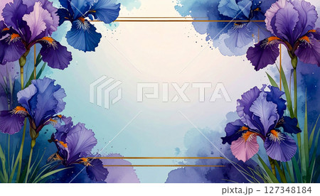 水彩風の菖蒲の花のイラスト背景フレーム 水彩風の菖蒲の花のイラスト背景フレーム 127348184