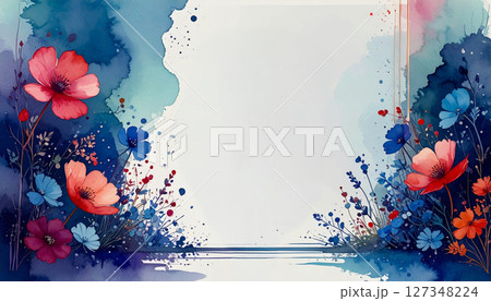 幻想的な花の水彩イラストのテクスチャ背景 127348224