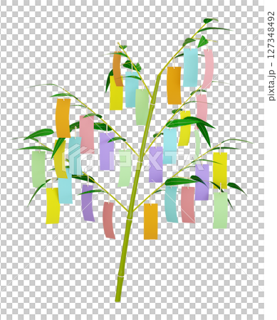Tanabata bamboo leaves, many strips 127348492
