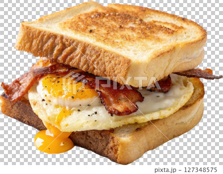Savory Egg Sandwich with Bacon and Toast 127348575