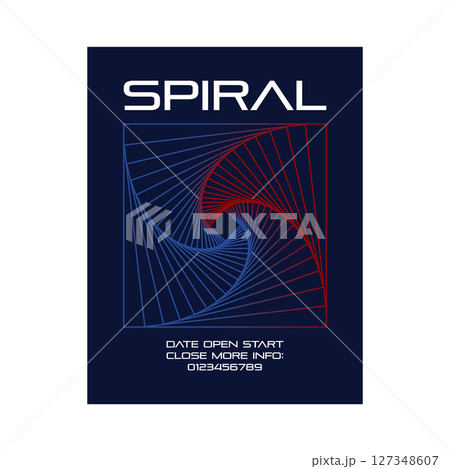 鮮やかな螺旋状のラインアートのポスター 線画 スパイラル 告知 お知らせ レッド ブルー 鮮やかな螺旋状のラインアートのポスター 線画 スパイラル 告知 お知らせ レッド ブルー 127348607