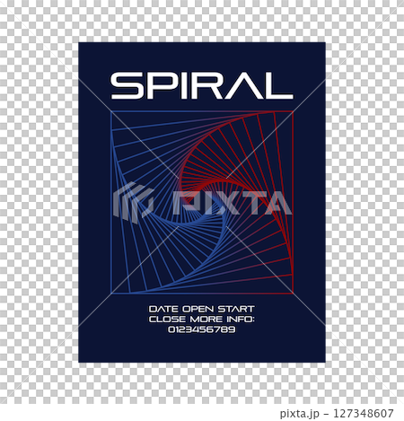 Vivid spiral line art poster Line art Spiral Announcement Notice Red Blue 127348607