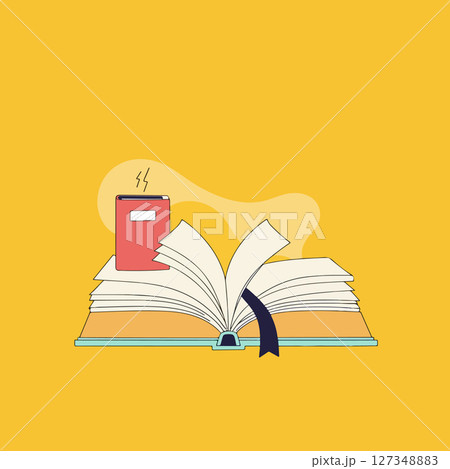 Open Book with Bookmark and Red Book 127348883