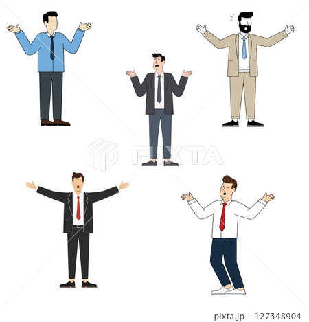 Confused Businessmen with Open Arms 127348904