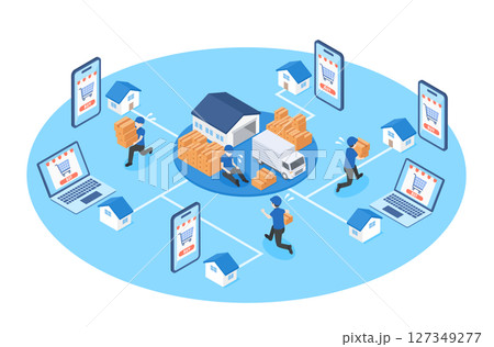 オンラインショップの利用増加によって人手不足になっている物流業界 127349277