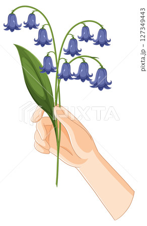 Hand Holding Bluebell Flowers Illustration Hand Holding Bluebell Flowers Illustration 127349443