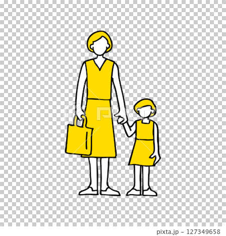 手を繋いでお出かけする親子 127349658