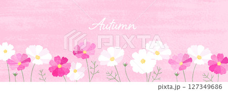 水彩タッチのコスモスのイラスト素材_2 水彩タッチのコスモスのイラスト素材_2 127349686