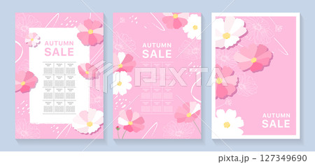 コスモスのイラストのチラシテンプレートセット_3 コスモスのイラストのチラシテンプレートセット_3 127349690