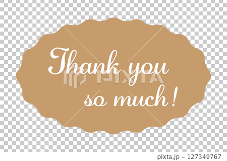 なみなみの楕円のイラスト素材 "Thank you so much!"の文字入り ゴールドカラー なみなみの楕円のイラスト素材 "Thank you so much!"の文字入り ゴールドカラー 127349767