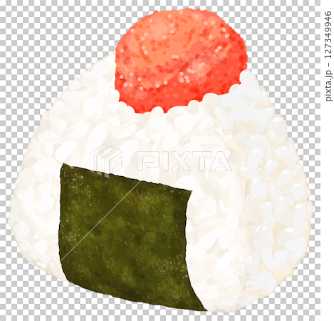リアルな明太子入り海苔おにぎりのイラスト リアルな明太子入り海苔おにぎりのイラスト 127349946