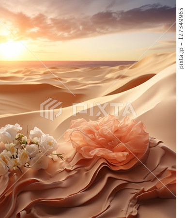 Advertising poster background for cosmetics and skin care. Nature, flowers and desert themes. 127349965