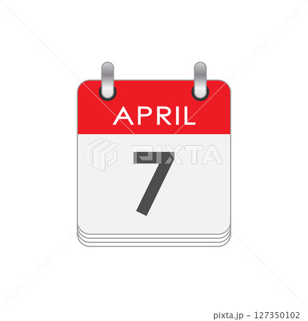 April 7. A leaf of the flip calendar with the date of April 7 127350102