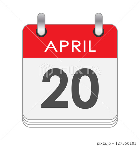 April 20. A leaf of the flip calendar with the date of April 20 127350103