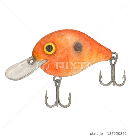 水彩で描いたクランクベイト型フィッシングルアーのイラスト素材 127350252
