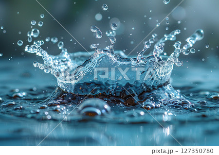 水滴が跳ね上がる瞬間のスプラッシュ 水滴が跳ね上がる瞬間のスプラッシュ 127350780