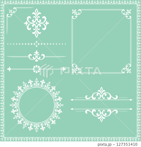 Vintage Set. Floral elements for design monograms, invitations, frames, menus and labels. Graphic design of the website, cafes, boutiques, hotels, wedding invitations. 127351410