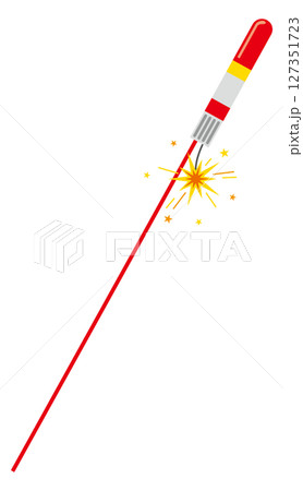 導火線に火がついているロケット花火 127351723