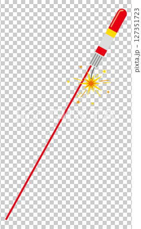 導火線に火がついているロケット花火 127351723