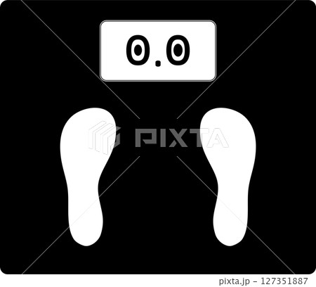 足が記された黒い体重計のアイコン 127351887