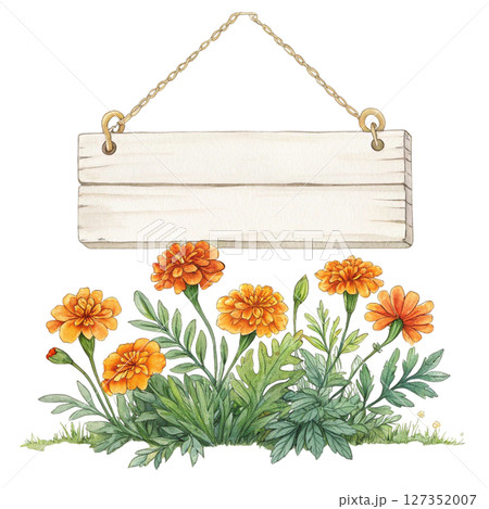 Wooden sign  The most beautiful flower in the world is under the sign watercolor 127352007