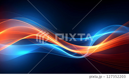 オレンジとブルーのエネルギッシュな光の交差 127352203