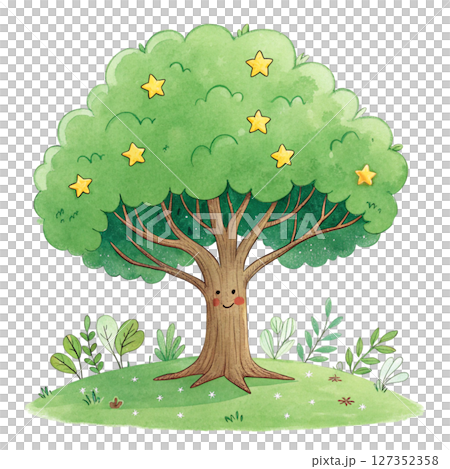 Summer Tree kawaii clipart watercolor  127352358