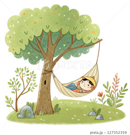 Summer Tree kawaii clipart watercolor  127352359