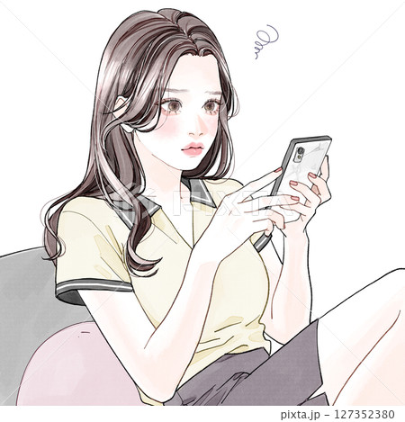 返信がこなくて不機嫌な女の子 127352380