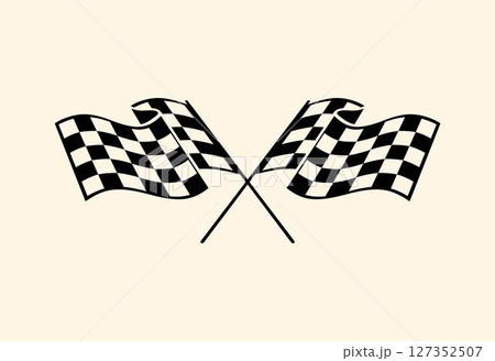 checkered flag on black background. racing icon, racing vector, sports icon, graphic design checkered flag on black background. racing icon, racing vector, sports icon, graphic design 127352507