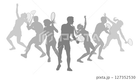 Silhouette Tennis Players Silhouettes Concept 127352530