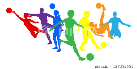 Soccer Football Players Male Female Silhouettes 127352555