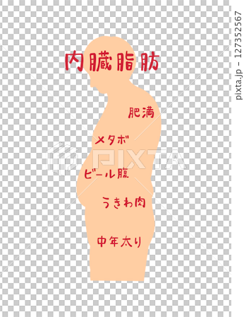 肥満体型の男性の横向きシルエット 127352567