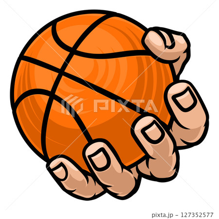 Mascot Person Hand Fist Holding Basketball Ball 127352577
