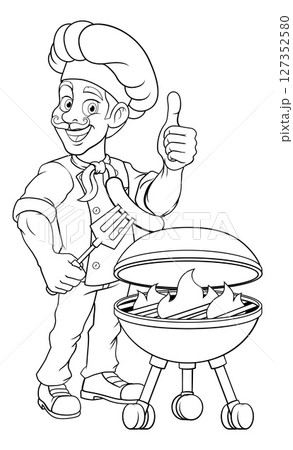 Chef Cartoon Barbecue Cook Man Mascot Character 127352580