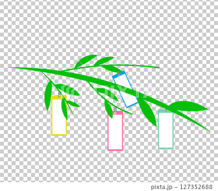七夕節竹子和紙條.向量說明 127352688
