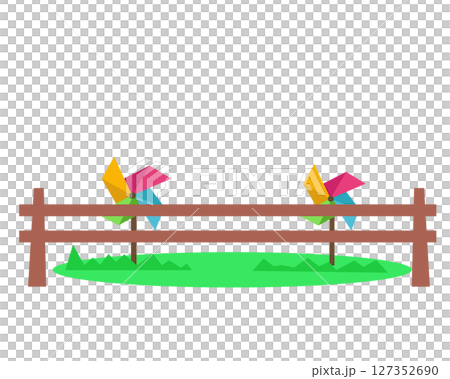 Pinwheel in the garden. Toy windmill. Vector illustration Pinwheel in the garden. Toy windmill. Vector illustration 127352690