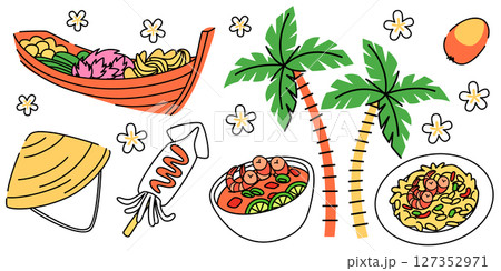Thai doodle cultural elements set Thai doodle cultural elements set 127352971