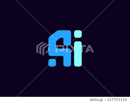 AI Logo Monogram Design For Tech, Chatbot, Virtual Assistant, Neural Network, SaaS, Smart Digital Tool. Perfect For Startup of Communication System and Automatisation. Vector Illustration 127353119