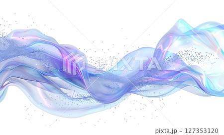 Multicolored abstract lines.Wave on a white background. Beautiful particle movement.Water. generative ai. 127353120