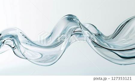 Abstract wave on a white background. Beautiful particle movement.Water. generative ai. 127353121