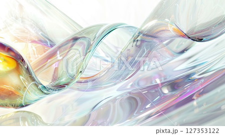 Multicolored abstract lines.Wave on a white background. Beautiful particle movement.Water. generative ai. 127353122