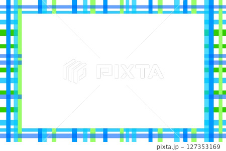 格子模様　フレーム　ホワイトスペース　ブルー 127353169